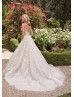 Beaded Ivory Floral Lace Tulle Stunning Wedding Dress